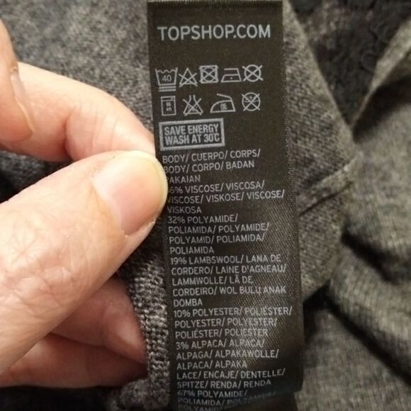 Topshop Gray V Neck Sweater with Lace‎ Trim Elegant Tunic Top Woman's 4 - Picture 8 of 15